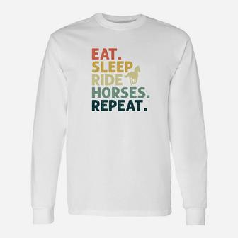 Eat Sleep Ride Horses Repeat Christmas Long Sleeve T-Shirt - Seseable