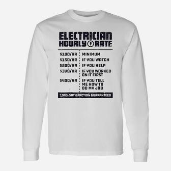 Electrician Hourly Rate Lineman Dad Vintage Long Sleeve T-Shirt - Seseable
