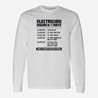 Electrician Hourly Rate Lineman Dad Vintage Men Long Sleeve T-Shirt - Seseable