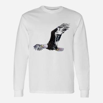 Elegant American Bald Eagle In Flight Photo Portrait Long Sleeve T-Shirt - Seseable