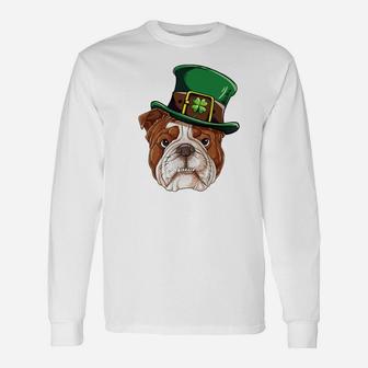 English Bulldog Leprechaun St Patricks Day Dog Long Sleeve T-Shirt - Seseable