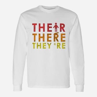 English Grammar Lesson There Their They Are Teacher Long Sleeve T-Shirt - Seseable