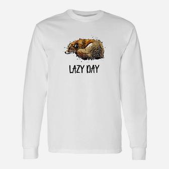 Entspanntes Faultier Lazy Day Langarmshirts in Weiß, Gemütliches Freizeitshirt - Seseable