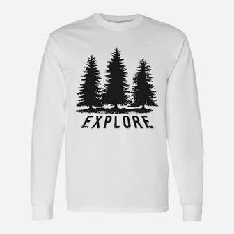 Explore Pine Trees Outdoor Adventure Cool Long Sleeve T-Shirt - Seseable