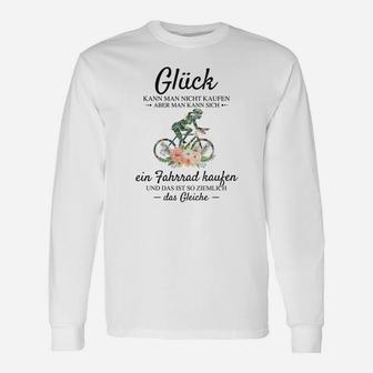 Fahrrad-Glück Herren Langarmshirts, Spruch über das Kaufen von Glück - Seseable