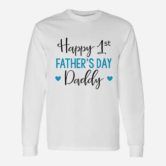 Fathers Day Baby Happy First Fathers Day Daddy Baby Long Sleeve T-Shirt - Seseable