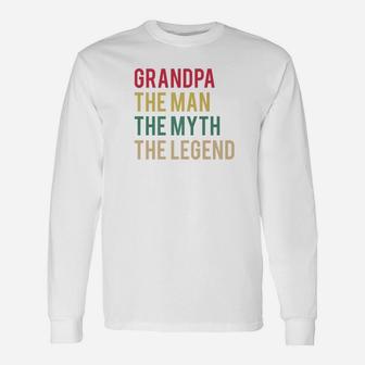 Fathers Day Grandpa The Man The Myth The Legend Premium Long Sleeve T-Shirt - Seseable