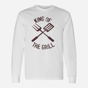Fathers Day King Of The Grill, dad birthday gifts Long Sleeve T-Shirt - Seseable
