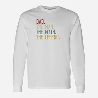 Fathers Day Shirt The Man Myth Legend Dad Papa Long Sleeve T-Shirt - Seseable