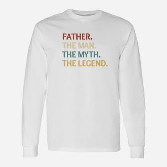 Fathers Day Shirt The Man Myth Legend Father Papa Long Sleeve T-Shirt - Seseable