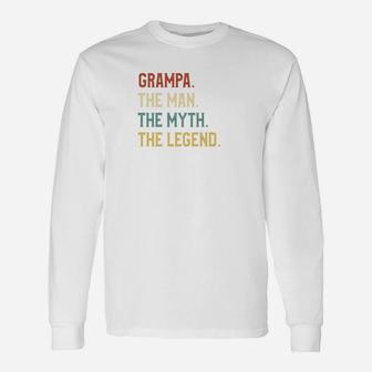 Fathers Day Shirt The Man Myth Legend Grampa Papa Long Sleeve T-Shirt - Seseable