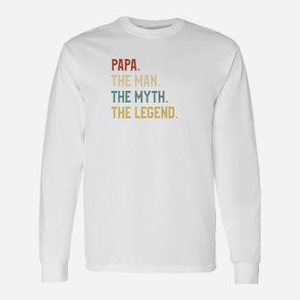 Fathers Day Shirt The Man Myth Legend Papa Papa Long Sleeve T-Shirt - Seseable