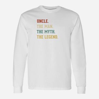 Fathers Day Shirt The Man Myth Legend Uncle Papa Long Sleeve T-Shirt - Seseable