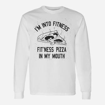 Fitness Pizza In My Mouth Fitness Workout Long Sleeve T-Shirt - Seseable