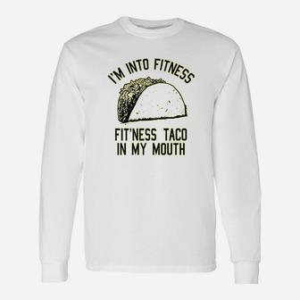 Fitness Taco Gym Cool Humor Graphic Muscle Long Sleeve T-Shirt - Seseable