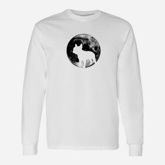 French Bulldog Moon Full Moon With Frenchie Long Sleeve T-Shirt - Seseable