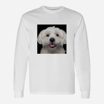 Fröhlicher Hund Malteser Motiv Langarmshirts, Weißes Lustiges Tee - Seseable