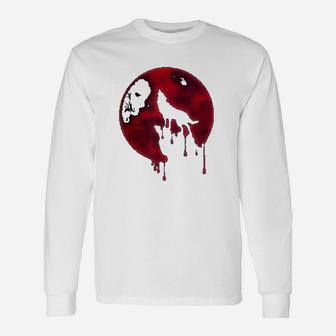 Full Moon Howling Wolf Galaxy Blood Moon Eclipse Long Sleeve T-Shirt - Seseable