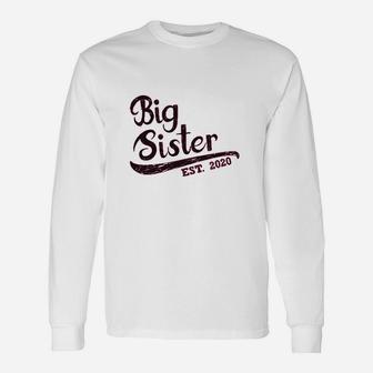 Girls Big Sister Est 2020 Sibling Infant Girls Fitted Long Sleeve T-Shirt - Seseable