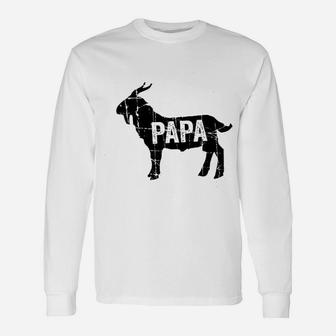Goat Papa Greatest Of All Time Dad Grandpa Deluxe Long Sleeve T-Shirt - Seseable