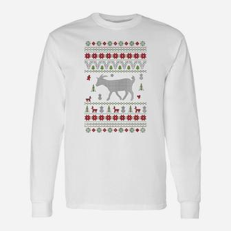 Goat Ugly Christmas Sweater Long Sleeve T-Shirt - Seseable