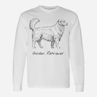 Golden Retriever Dog Sketch Long Sleeve T-Shirt - Seseable