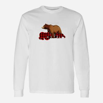 Grandpa Bear Red Plaid Cub Dad Christmas Ladies Long Sleeve T-Shirt - Seseable