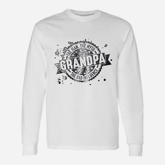 Grandpa The Man Myth Bad Influence Fathers Day Long Sleeve T-Shirt - Seseable