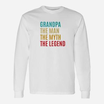 Grandpa The Man The Myth The Legend Fathers Day Pappy Premium Long Sleeve T-Shirt - Seseable