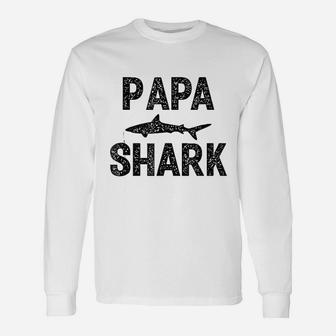 Grandpa Papa Shark, dad birthday gifts Long Sleeve T-Shirt - Seseable
