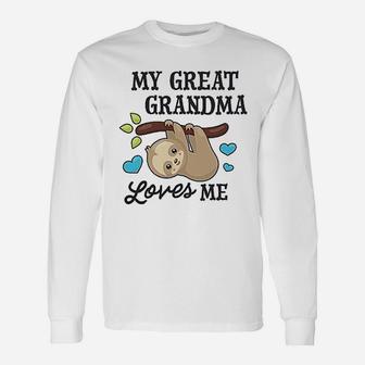 My Great Grandma Loves Me With Sloth And Hearts Long Sleeve T-Shirt - Seseable