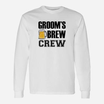 Groom's Brew Crew Groomsmen Bachelor Party Long Sleeve T-Shirt - Seseable