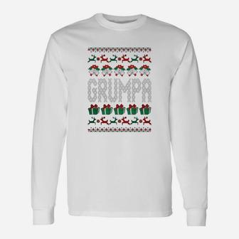 Grumpa Ugly Christmas Sweater Xmas Muscle T-shirt Long Sleeve T-Shirt - Seseable