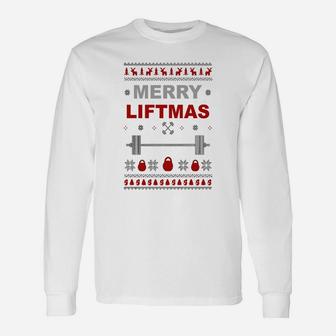Gym Merry Liftmas Christmas Ugly Sweater Long Sleeve T-Shirt - Seseable