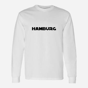 Hamburg-Schriftzug Klassisches Langarmshirts in Weiß, Souvenir Design Tee - Seseable