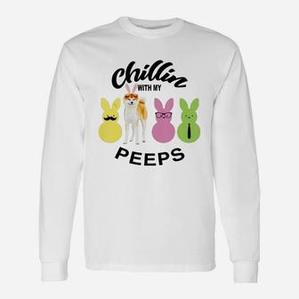 Happy 2021 Easter Bunny Cute Akita Inu Chilling With My Peeps For Dog Lovers Long Sleeve T-Shirt - Seseable