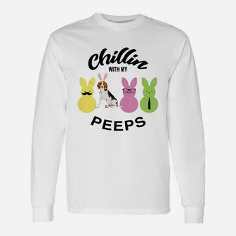 Happy 2021 Easter Bunny Cute Beagle Chilling With My Peeps For Dog Lovers Long Sleeve T-Shirt - Seseable