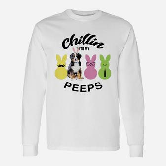 Happy 2021 Easter Bunny Cute Bernese Mountain Chilling With My Peeps For Dog Lovers Long Sleeve T-Shirt - Seseable