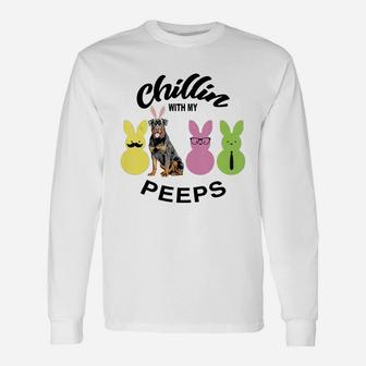 Happy 2021 Easter Bunny Cute Rottweiler Chilling With My Peeps For Dog Lovers Long Sleeve T-Shirt - Seseable