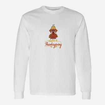 Happy Thanksgiving Dachshund Turkey Dog Long Sleeve T-Shirt - Seseable