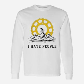 I Hate People Cycling Downhill Mountain Biking Long Sleeve T-Shirt - Seseable