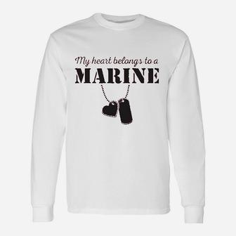 My Heart Belongs To A Marine Long Sleeve T-Shirt - Seseable