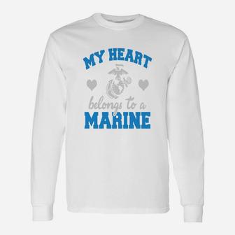 My Heart Belongs To A Marine Marine Long Sleeve T-Shirt - Seseable