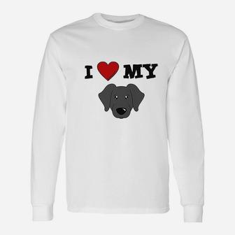 I Heart My Cute Black Labrador Retriever Dog Long Sleeve T-Shirt - Seseable