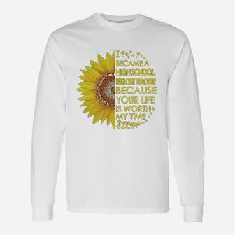 High School Biology Pun Teacher Sunflower Long Sleeve T-Shirt - Seseable