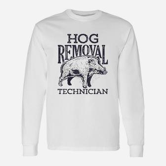 Hog Removal Technician Boar Hunting Vintage Pig Long Sleeve T-Shirt - Seseable