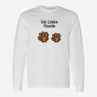 Hunde-Liebhaber Langarmshirts mit Pfotenabdruck, Ich Liebe Hunde Design - Seseable