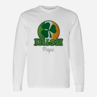 Irish Papi Shamrock St Patricks Day Long Sleeve T-Shirt - Seseable
