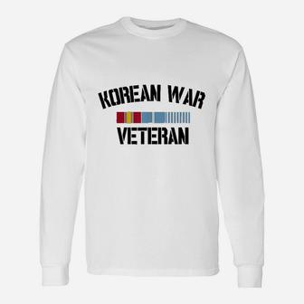 Korean War Veteran Pride Korea Service Ribbon Long Sleeve T-Shirt - Seseable