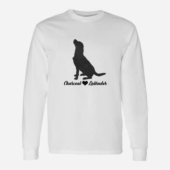 Labrador Silhouette Herren Langarmshirts, Charcoal Labradors Motiv - Seseable